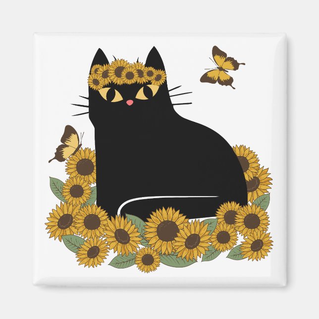 Imã Gato preto hippie meio século (Frente)