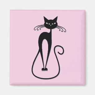 Imã Gato preto magro e caprichoso rosa