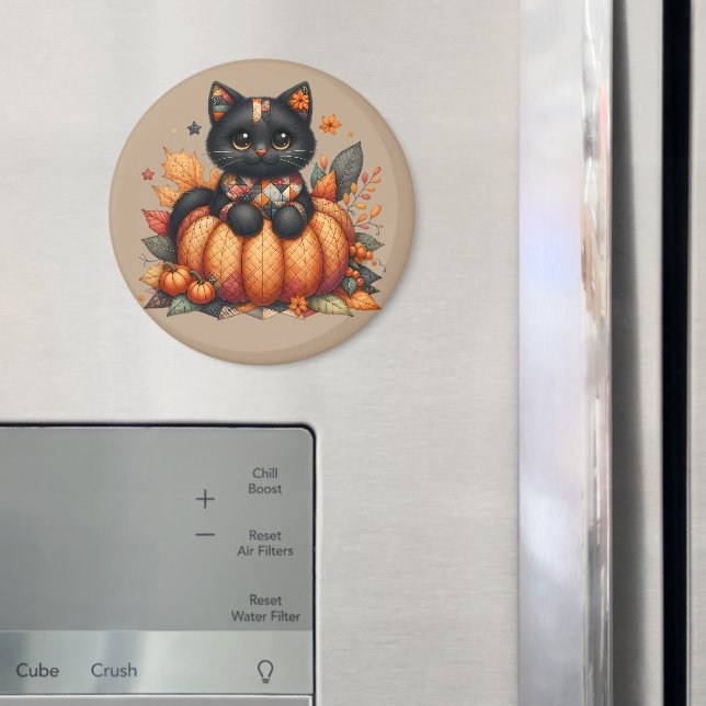Imã Gato Preto na Abóbora com Padrão de Inclinação de  (In Situ (Fridge))