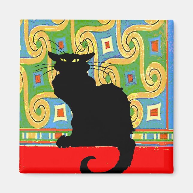 Imã Gato Preto na Carteira de Abstrato (Frente)