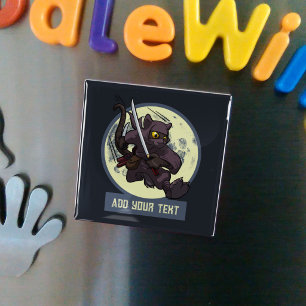 Imã Gato Preto Ninja Saltando Arte Alternativa