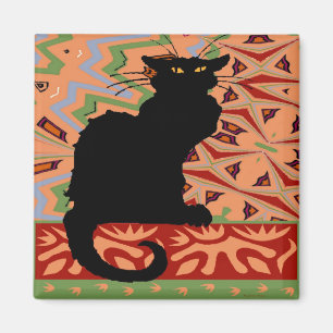 Imã Gato preto no papel de parede abstrato