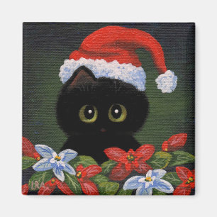 Imã Gato preto Papai Noel Creationarts engraçado do