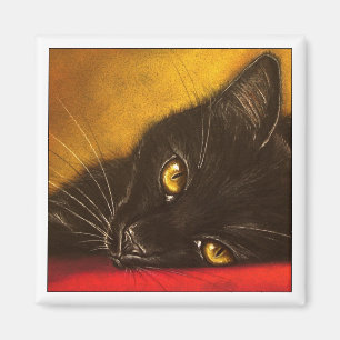 Imã Gato preto preguiçoso - ímã