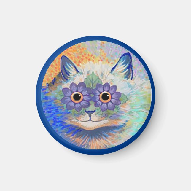 Imã Gato Psicodélico, de Louis Wain,Chaveiro de Button (Frente)