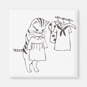 Imã gato que faz a lavanderia