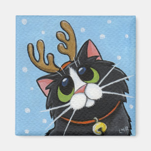 Imã Gato que veste o ímã dos Antlers da rena