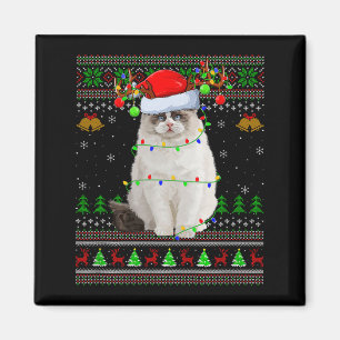 Imã Gato Ragdoll Suéteres Feios de Natal Festa do Papa
