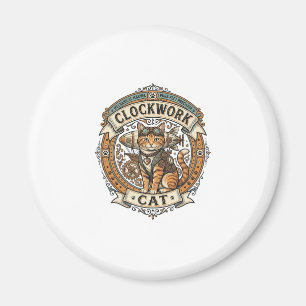 Imã Gato Relógio Gato Steampunk Antigo Arte Vetorial S