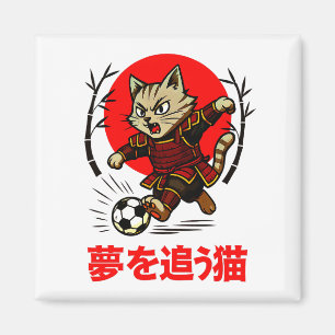 Imã Gato Samurai Divertido Futebol - Para Geladeira e
