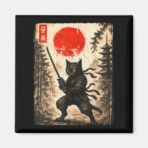Imã Gato Samurai Japonês Gráfico Anime Masculino