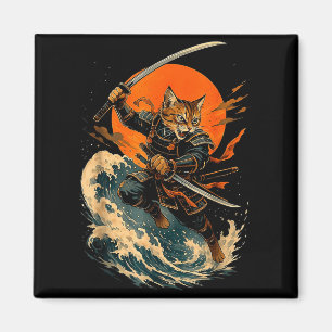 Imã Gato Samurai Japonês Vintage Ukiyo-e Gato Anime Gi