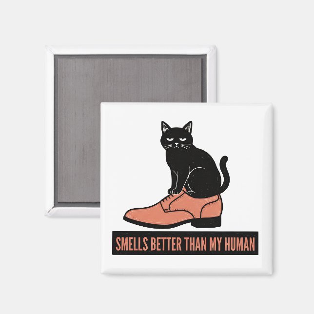 Imã Gato Sarcástico em Sapato Meme de Linóleo (Front/Back)