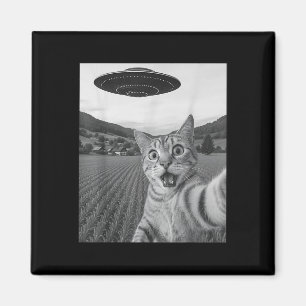 Imã Gato Selfie Com Alienígena Ufo Engraçado Alienígen