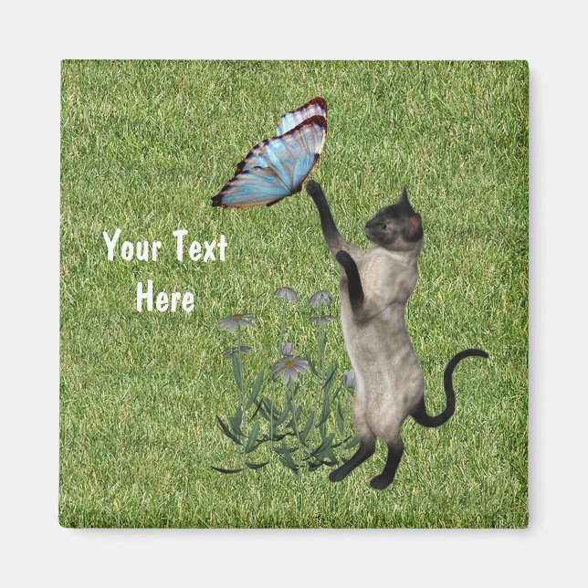 Imã Gato Siamês E Magneta De Borboleta (Frente)