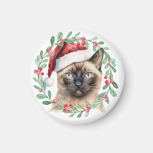 Imã Gato Siamês temático de Natal para Cat Lover