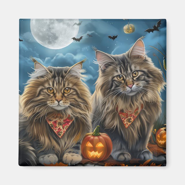 Imã Gato Siberiano Halloween Assustador  (Frente)