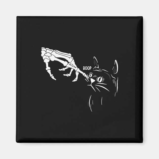 Imã Gato Skeleton Boop Halloween Cats Lover Pet Ow (Frente)