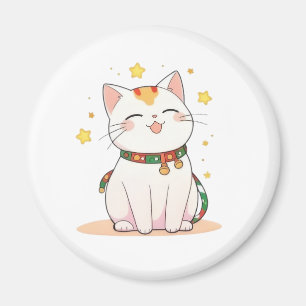 Imã Gato Sortudo com Estrelas Design Kawaii