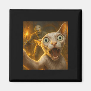 Imã Gato Sphynx selfie engraçado assustador múmia fant