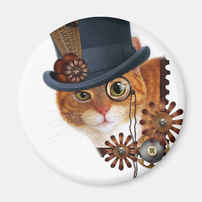 Imã Gato Steampunk (Frente)