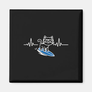 Imã Gato Surfando Palhaço Surfista Prancha de Surf
