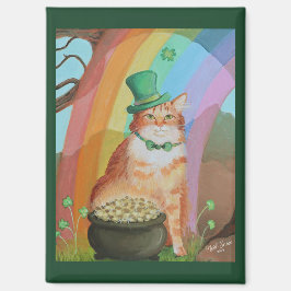 Imã Gato Tabby do Dia de São Patrício Leprechaun