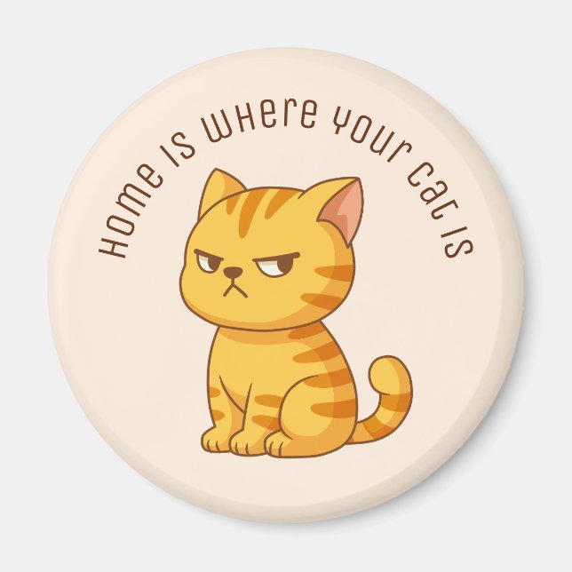 Imã Gato Tabby Laranja Mal-Humorado Texto Personalizad (Frente)