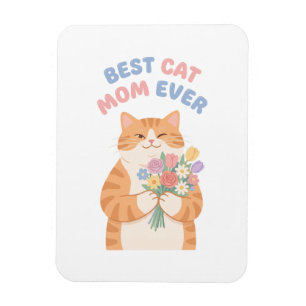 Ímã Gato Tabby Ruivo Piscando Arte do Dia das Mães
