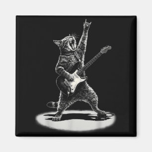 Imã Gato Tocando Guitarra Astro do Rock Rock and Roll 