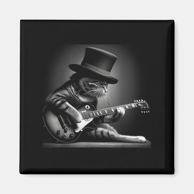 Imã Gato Tocando Guitarra - Música de Rock Divertida G (Frente)