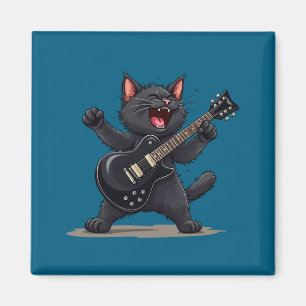 Imã Gato Tocando Guitarra Rock And Roll Estrela do Roc