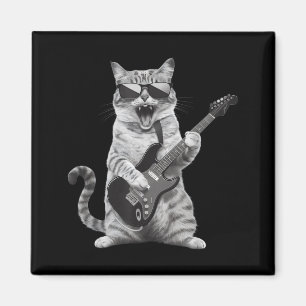 Imã Gato Tocando Guitarra Rock Star Rock And Roll Home