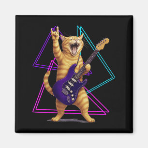 Imã Gato Tocar Guitarra Astro do Rock Rock And Roll Ho