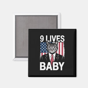 Imã Gato Trump 9 Vidas Bebê Divertido Gato Trump