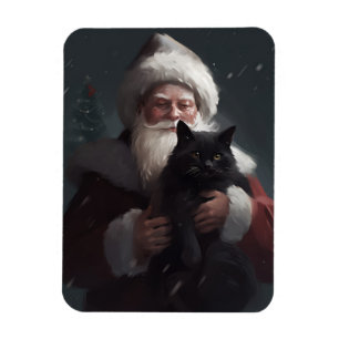 Ímã Gato Tuxedo Com Natal Festivo do Papai Noel