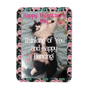 Ímã Gato Tuxedo Fofo Dia Dos Namorados Dança Feliz