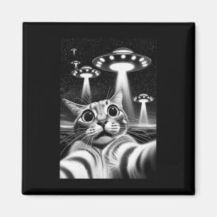 Imã Gato Ufo Meme de Invasão Engraçado Retro Alien Gat