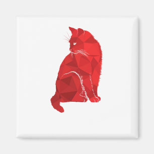 Imã Gato Vermelho Gato Cor-de-Rosa Gato Miror Poli