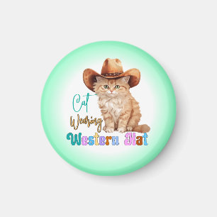 Imã Gato Vestindo Chapéu Ocidental- 85246