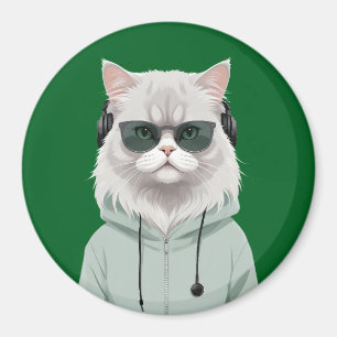 Imã Gato Vestindo Hoodie Engraçado Caráter Animal Lega