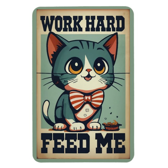 Ímã Gato Vintage Antigo do Duro de Trabalho (Vertical)