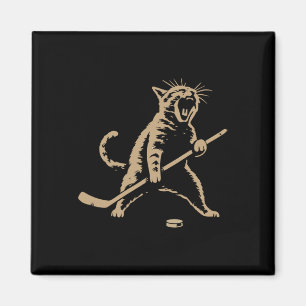 Imã Gato Vintage Engraçado Jogando Disco de Hóquei no