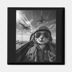 Imã Gato Voador Selfie Piloto de Caça Engraçado Meme J