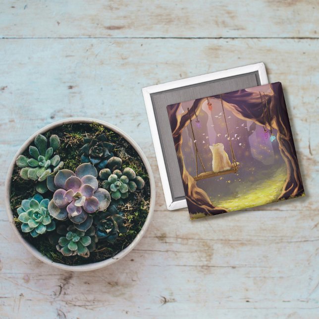 Imã Gato Whimsical em um Swing Magnet (Criador carregado)