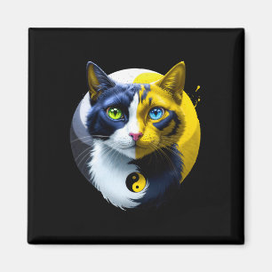 Imã Gato Yin Yang Dual Ioga Espiritual Presente de Gat