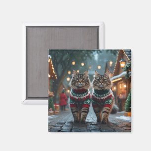 Imã Gatos Angora Turcos Natal Neve Férias