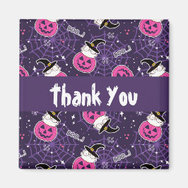 Imã Gatos bonitos e Pumpkins Padrão de Halloween Obrig