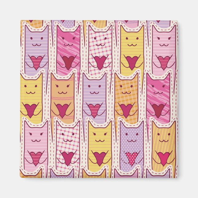 Imã Gatos Bons com Corações Adoráveis (Frente)