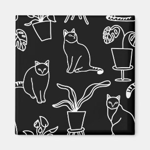 Imã Gatos brancos em preto